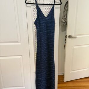 Misa Los Angeles Navy & Black Patterned Slip Maxi Dress